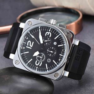 New Square Quartz Men's Luxury Watch Six Needle Multi-Function Chronograph With Calendar High Quality Silicon