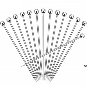 Nuevos palillos de cóctel de acero inoxidable, palillos de frutas, palillos de cristal de Martini, tenedores de postre, palitos, agitador de mezcla, venta al por mayor