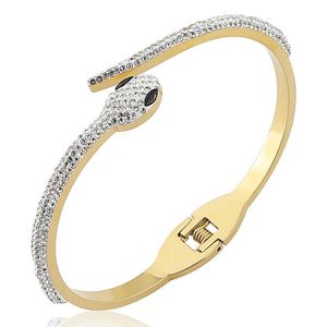 Nouveaux bijoux en acier inoxydable cristal mignon serpent bracelets tête ouverture bracelet pour les cadeaux d'amour des femmes en gros Q0719