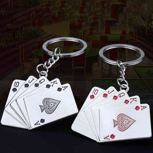 Nouveau porte-clés de poker en acier inoxydable breloques porte-clés drôle unisexe porte-clés accessoires de mode G220421
