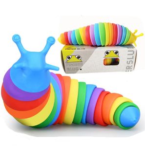 New Stress Reliever Simulation Wriggle Worm Toy Squishy Slug Toys 3D Fidget Finger Slug Toy