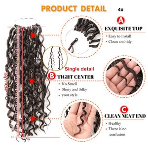 Nuevo estilo 18 pulgadas Diosa Faux Locs Curl Crochet Trenza Bohemia rizada Trenzas sintéticas Extensiones de cabello para mujeres negras precio bajo de fábrica