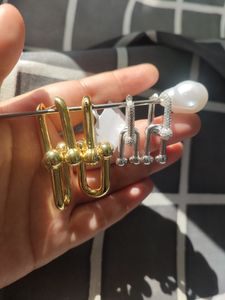 Nuevo estilo Pendientes grandes y largos de oro de 18 quilates Eslabón de cadena Diamante Joyería de diseño de lujo para mujeres conjuntos mamá pareja moda Regalos de fiesta de boda novia Chicas de plata geniales