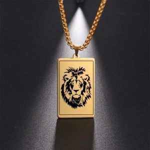 Nuevo estilo Animal de pelo largo colgante de cabeza de león collar de oro amarillo de 14k para hombres moda caja de animales cadena colgante collar Accesorios