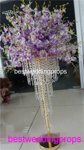 Decoración Precio al por mayor Hecho a mano Oro Plata Candelero Centro de mesa de boda Candelabro de cristal de metal best01038