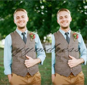 Chalecos de novio de lana marrón de nuevo estilo, chaleco de traje de novio Formal hecho a medida, chaleco de boda ajustado para hombres, ropa de novio