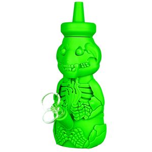 Nouveau Style Coloré Fumer Ours Squelette Guêpe Silicone Bong Pipes Kit Voyage Bubbler Tabac Verre Filtre Entonnoir Cuillère Bol Huile Rigs Waterpipe Dabber Titulaire