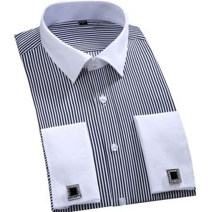 New Style Cotton White Men Wedding Prom Dinner Groom Shirts Wear Bridegroom Man Shirt Classic Striped Men Dress Shirts 37--46 276f