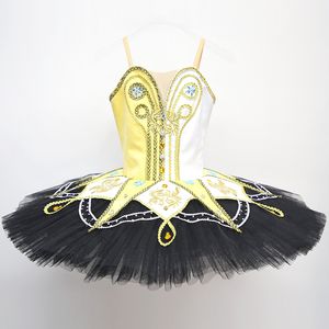 Ropa de baile de nuevo estilo para chico, ropa de fábrica negra y roja, vestido de hada clásico hasta la rodilla, disfraces de Ballet en leotardo tutú, negro, blanco y dorado