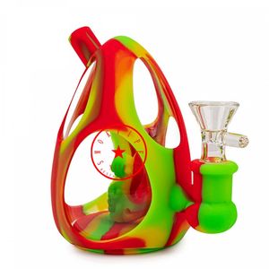 Nouveau style dinosaure forme d'oeuf coloré silicone fumer bang tuyaux kit portable innovant voyage verre barboteur filtre tabac bol pipe à eau support de paille