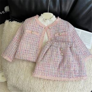 Nouveau style enfants filles vêtements ensembles automne hiver fille bébé manteau hauts avec jupes 2 pièces costume enfants vêtements enfant en bas âge tenue pour nourrissons