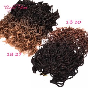 Nuevo estilo Pre-Twisted curl Senegalese Twist Crochet Trenzas cabello 16 pulgadas media onda medio rizado extensiones de cabello rizado trenzado sintético cabello