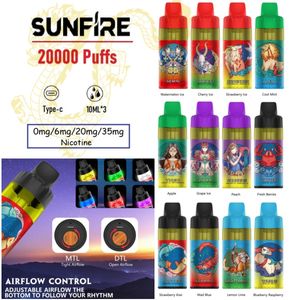 Nouveau style Sunfire Stars 30000 20000 Puffs Disposable 12 FAVORS VAPE POD Pen Shisha Hookah Device PUF 10K 20K avec 20 ml 50 ml Conception rechargeable DTL Tornado Vapers