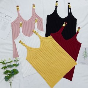 New Style Women's Vest Metal Decorative Lady Clothing Fabric Comfortable Tight Multi-Color High Quality In Stock