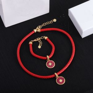 New Summer Simple PU Rope Chain Necklace Bracelet Beauty Head Pendant Versatile Exquisite Jewelry Set Jewelry gifts HMS32 --01