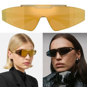 Máscara ancha para mujer Gafas de sol O2265 Lady HORIZON SGH Gafas Montura de metal Patillas Color de lente Gris oscuro y espejo en tono dorado Gafas Versage