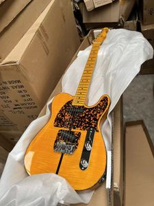 Nueva guitarra eléctrica de arce de llama amarilla TL con pickguard rojo totoise tla35 camioneta hardware importado