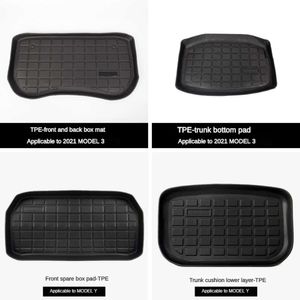 Nouveau tapis avant et arrière en TPE pour Tesla modèle 3 modèle Y, accessoires de coffre, plateau de chargement, tapis de sol avec tapis de coffre modèle 3