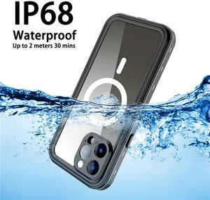 Redpepper Magnetic Charging IP68 Impermeable para el iPhone 15 14 más 13 12 11 XS XR Pro Max XR Cubierta División Sports de natación submarina al aire libre