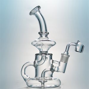 Narguilés Klein Tornado Recycler Bongs en verre 14mm Joint femelle nouvelles conduites d'eau à deux fonctions avec banger en verre tabac huile Dab Rigs avec bol HR024