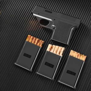 New Type Gun shaped Windproof Direct Charge Cigarette Box Lighter Creative Multi clip Butane No Gas Inflatable Lighter Smoking