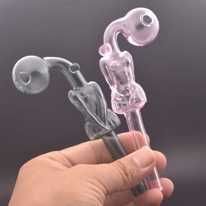 Nouveau Unique Beauté Bubbler Pyrex Verre Brûleur À Huile Tuyaux Incurvés Tuyaux Pour Fumer 14cm Longueur 30mm Boule Dab Paille Huile Ongles Équilibreur Fumeur Outils