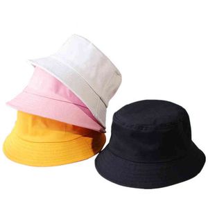 Nuevo Unisex Algodón Cubo Sombreros Mujeres Verano Protector solar Sombrero de Panamá Hombres Color puro Sunbonnet Fedoras Sombrero de pescador al aire libre Gorra de playa Y220411