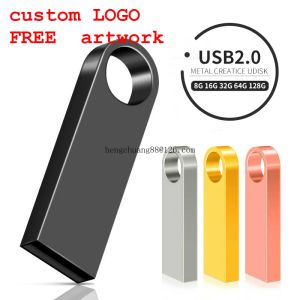 Nueva unidad flash USB 64GB 32GB 128GB Pen Drive 128 64 32 GB Pendrive Impermeable de metal Metal U Memoria Memoria USB Stick