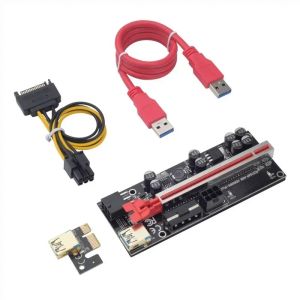 NOUVEAU VER009S PLUS PCI-E RISER CARTE 009S Plus PCIE X1 à X16 4pin 6pin Power 60cm USB 3.0 Câble pour la carte graphique GPU mine