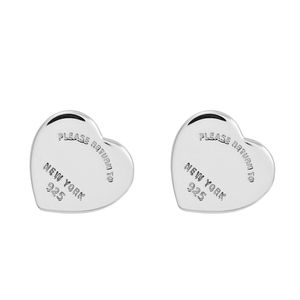100% 925 Pendientes de botón de corazón de plata esterlina Joyas de diseñador para mujer Pendiente de regalo de banquete de boda Nueva York Pendientes de corazones de amor Fábrica al por mayor
