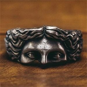 Nuevo anillo de latón Vintage con cabeza de Jesús para hombres y mujeres, anillos de dedo de cobre puro Retro 2024, bandas, joyería de moda, regalo