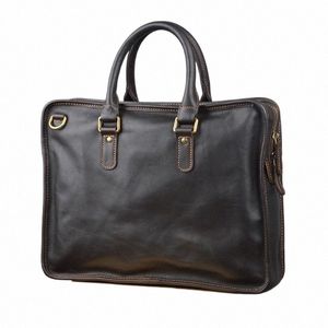 Nouveau Vintage Geuine Cuir Horiztal Sac à main Première couche de vachette pour hommes Grande capacité Busin Fi Cross Body Briefcase A2JY #