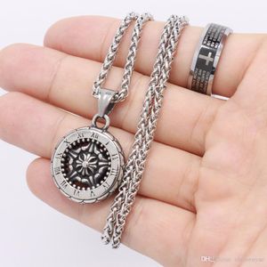 Nouveau Style Vintage à la mode horloge personnalité corbeau coeur pendentif collier 316l en acier inoxydable expédition