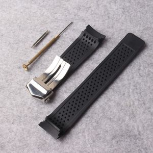 Nouveau bracelet de montre 22mm déploiement en acier inoxydable noir plongée trous en caoutchouc de silicone bracelet de montre pour remplacement Gear S32543