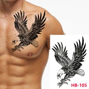 Nouveau imperméable temporaire noir aigle corbeau fleur bras tatouages faux tatouage corps épaule poitrine tatouage autocollant femmes hommes