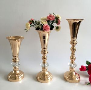 Nouveau mariage fête décoration Route européenne lumière luxe cristal Vase hôtel Table à manger matériel fleur Arrangement décoration de la maison Articles