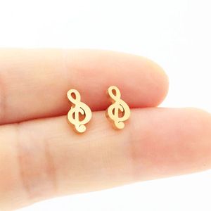 Everafst, venta al por mayor, 10 par/lote, pequeña nota Musical, pendientes de acero inoxidable, pendientes de tuerca para músicos, niñas, niños, pendientes, regalo de cumpleaños, joyería T158