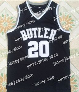 Nouveau gros Butler Bulldogs # 20 Gordon Hayward College Basketball Shirts Vintage Black Stitched University Jerssys Top Quality