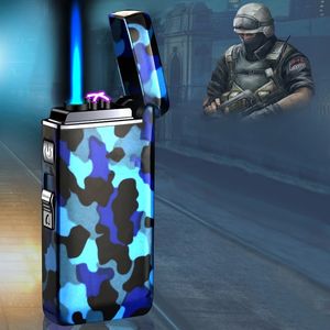 Nouveau coupe-vent Camouflage USB briquet Jet Double Arc gaz Butane torche briquet gonflable Rechargeable tuyau électrique allume-cigare Gadgets