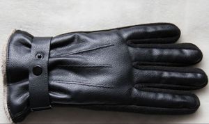 Hiver hommes PU épais antidérapant gants chauds en plein air cyclisme moto coton cinq doigts gant tricoté épissage en gros