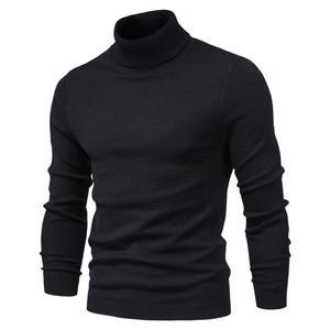 Suéteres gruesos de cuello alto de invierno para hombre Casual cuello de tortuga Color sólido calidad cálido suéter delgado hombres pulóver masculino