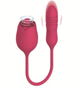 Nueva mujer Herramientas de masaje Vibradores telescópicos Tougue lamer modelos de succión Royal Rose Sex Toy Empuje Consolador Extendido Clit Sucker To5235730