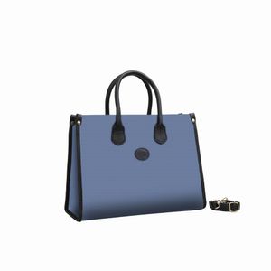 Nouveau sac fourre-tout en toile bleue imbriquée pour femmes matériau de protection de l'environnement passepoil en cuir noir 659983