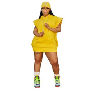 Nouvelles femmes Designer en peluche à capuche Robe Combinaison Barboteuses Jaune Pétale Manches À Capuche Cordon Tenues Casual Poches Avant Sweat Robes Lâches Dropshipping