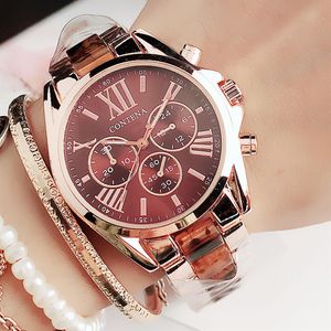 Nouvelles femmes montres célèbre luxe haut marque de mode Quartz marron dames montres-bracelets genève cadeaux de créateur pour les femmes 201204330O