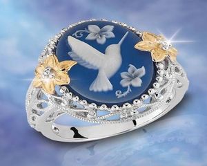 Nouveau Women039s bijoux mode argent créatif bleu paix colombe anneau Yiwu petits accessoires Whole3018829