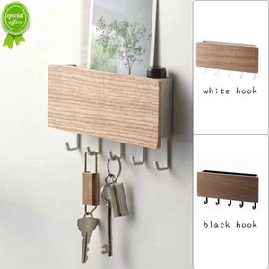 New Wooden Wall Shelf Sundries Storage Box Wall-hung Type Decorative Hanger Organizer Key Rack Wood Kitchen Wall Hook Organize Tools