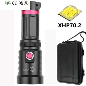 Nouveau XHP70.2 Diving Flashlamp LED de qualité militaire étanche à 100 mètres sous-marine d'alimentation par 26650 18650 Battery Bulb Lantern