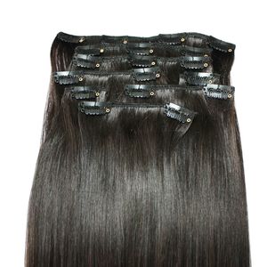 Offre spéciale couleur 1 2 soie droite pince à cheveux humains dans les extensions de cheveux non transformés beauté tisse 70g 120g 140g 160g pour le choix