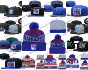 New York Rangers Ice Hockey Bons de tricot broderie Chapeau réglable A réglable Broided Snapback Caps Bleu Blanc Gris Black Chapeaux Cousue O4073117
